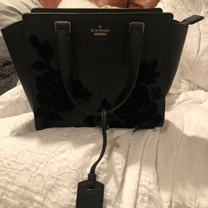 Kate Spade Medium Black Satchel w/ velvet flowers